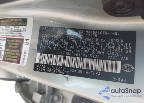 2009 Toyota Avalon Limited from USA, damaged, VIN 4T1BK36B69U335407
